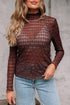 Modern Mesh Diamond Lattice Lettuce Trim Long Sleeve Top